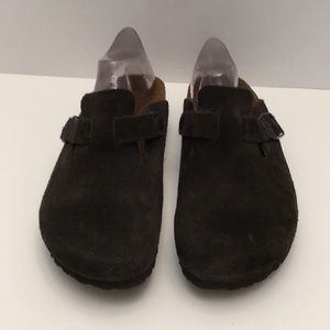 BIRKENSTOCK Boston Soft Footbed in Mocha Suede Size 39 NARROW casual US W9 M7